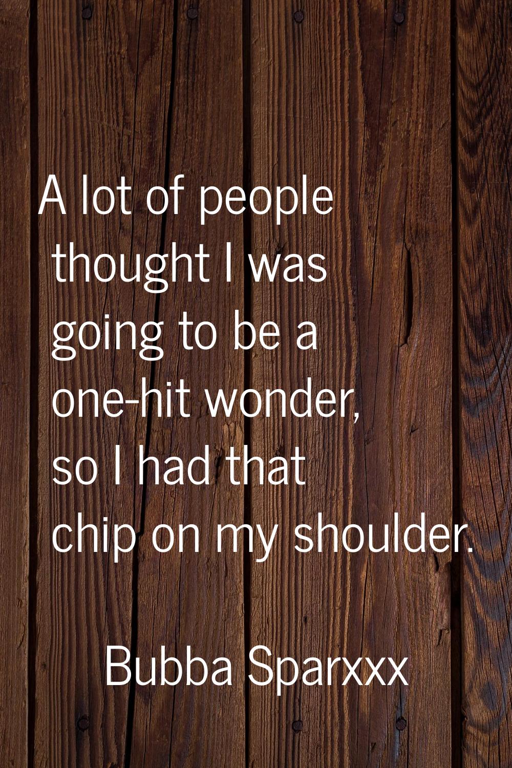 A lot of people thought I was going to be a one-hit wonder, so I had that chip on my shoulder.