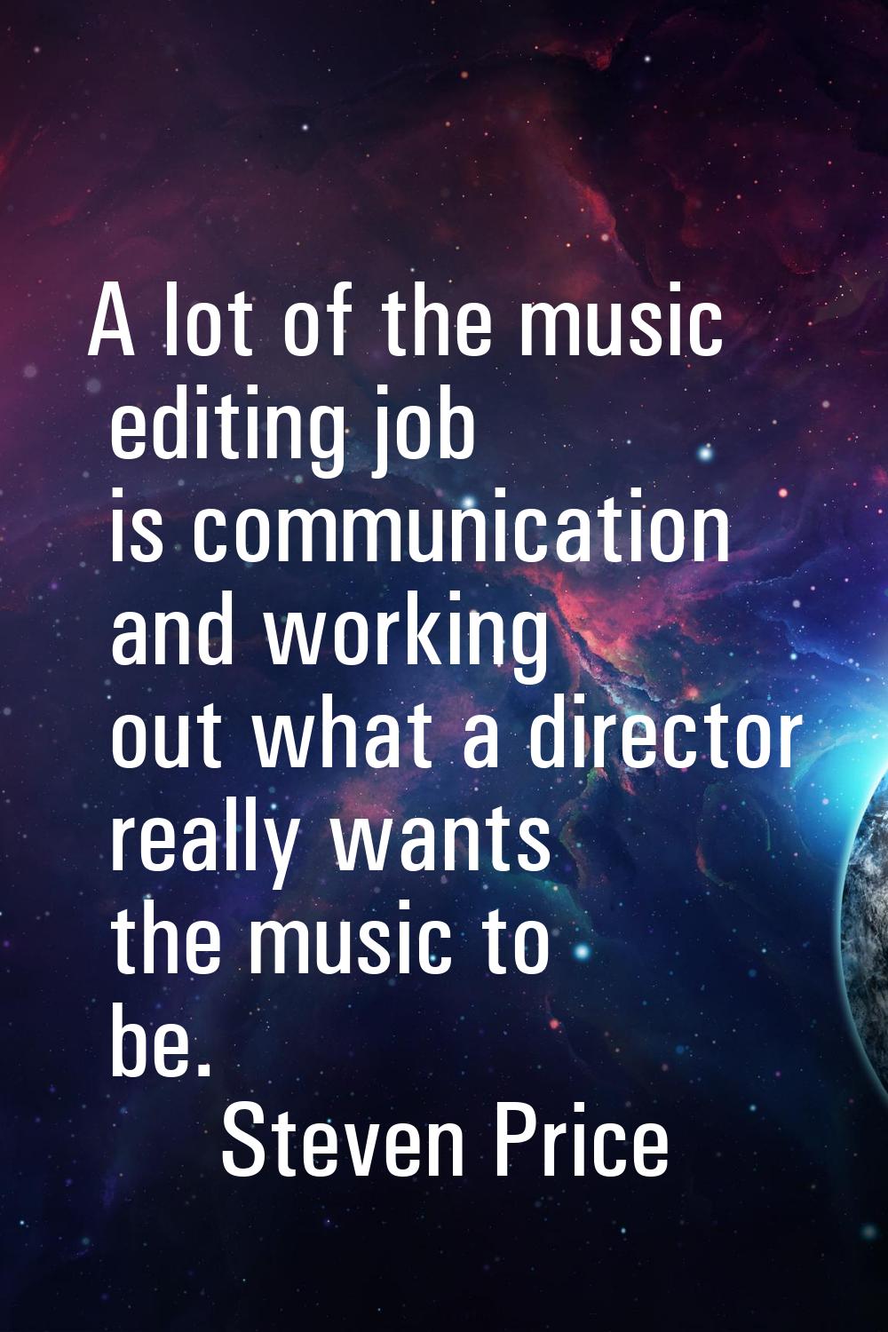 A lot of the music editing job is communication and working out what a director really wants the mu