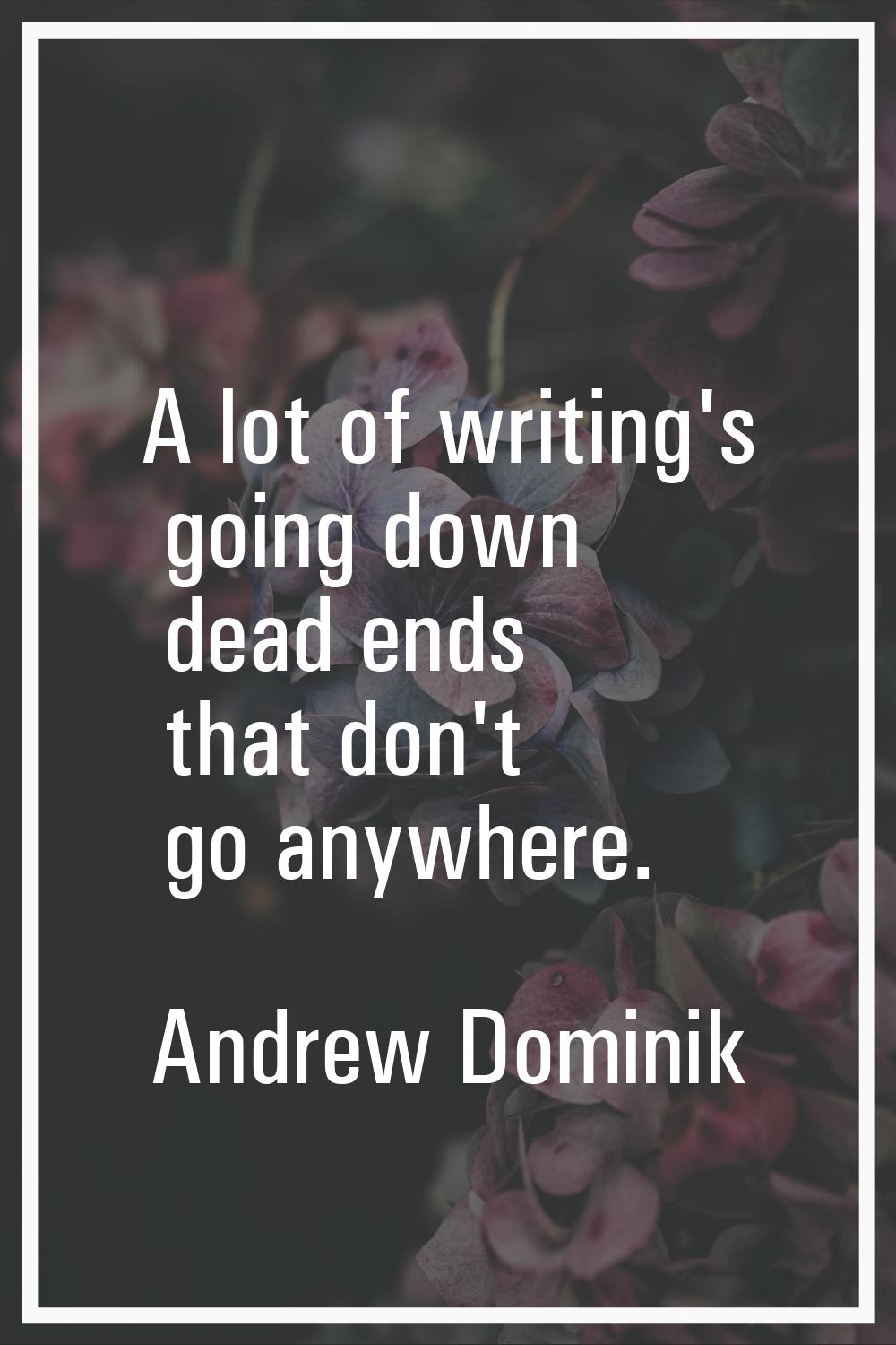 A lot of writing's going down dead ends that don't go anywhere.