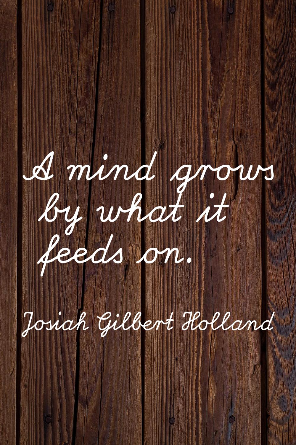A mind grows by what it feeds on.