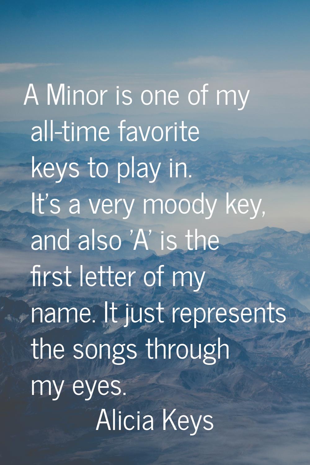 A Minor is one of my all-time favorite keys to play in. It's a very moody key, and also 'A' is the 