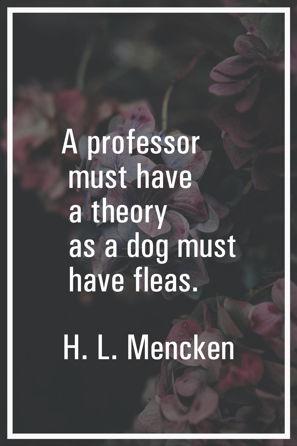 A professor must have a theory as a dog must have fleas.