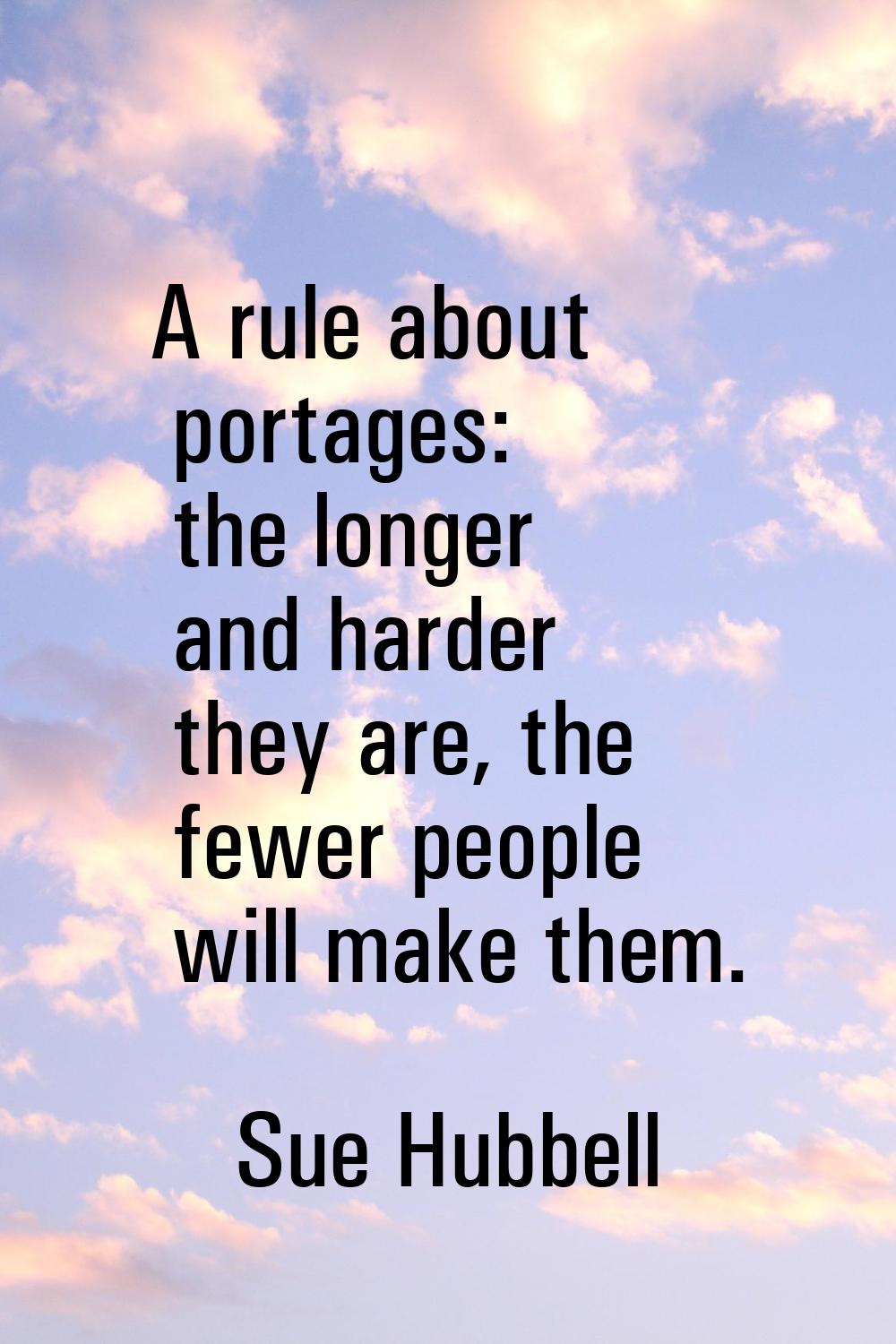 A rule about portages: the longer and harder they are, the fewer people will make them.