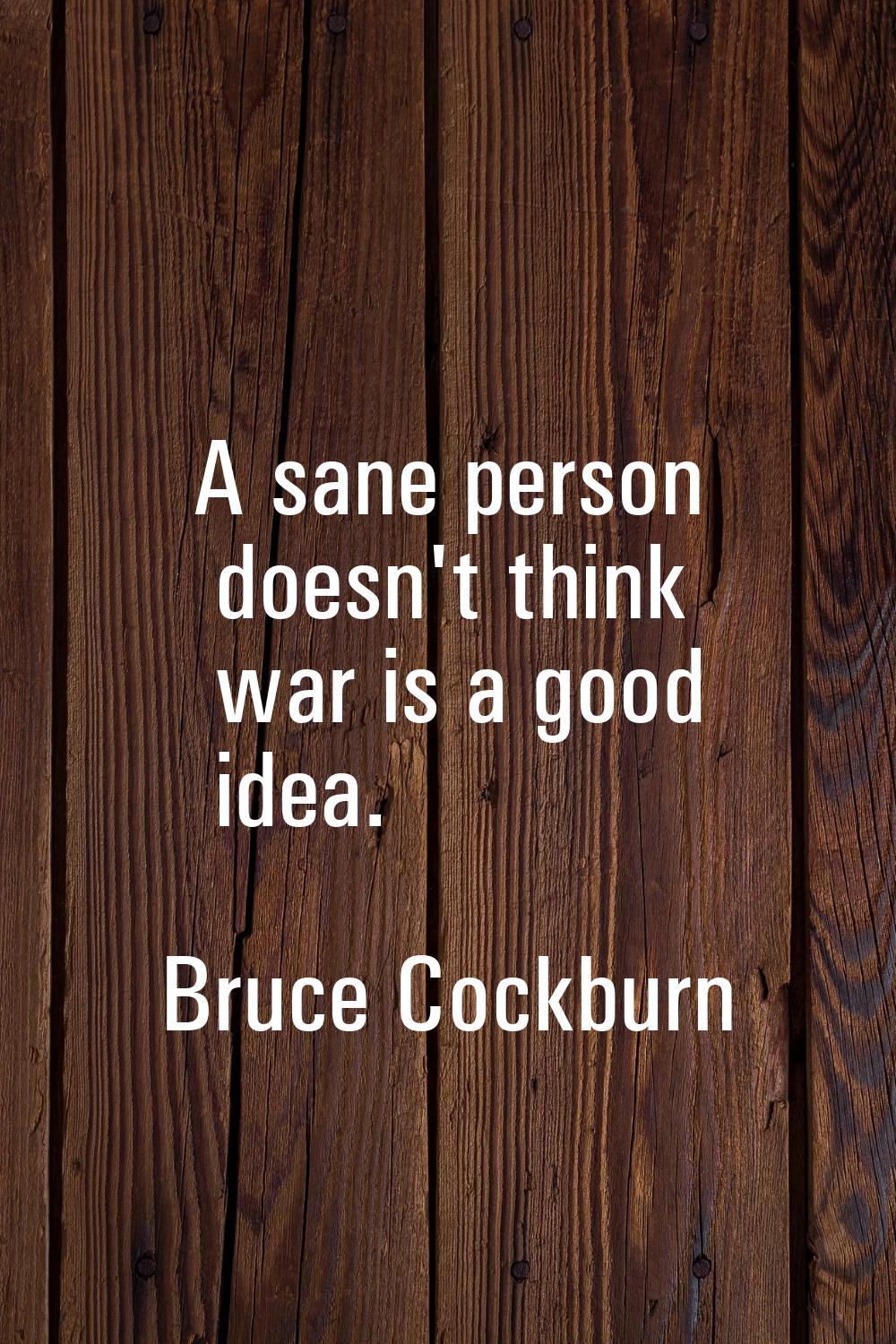 A sane person doesn't think war is a good idea.