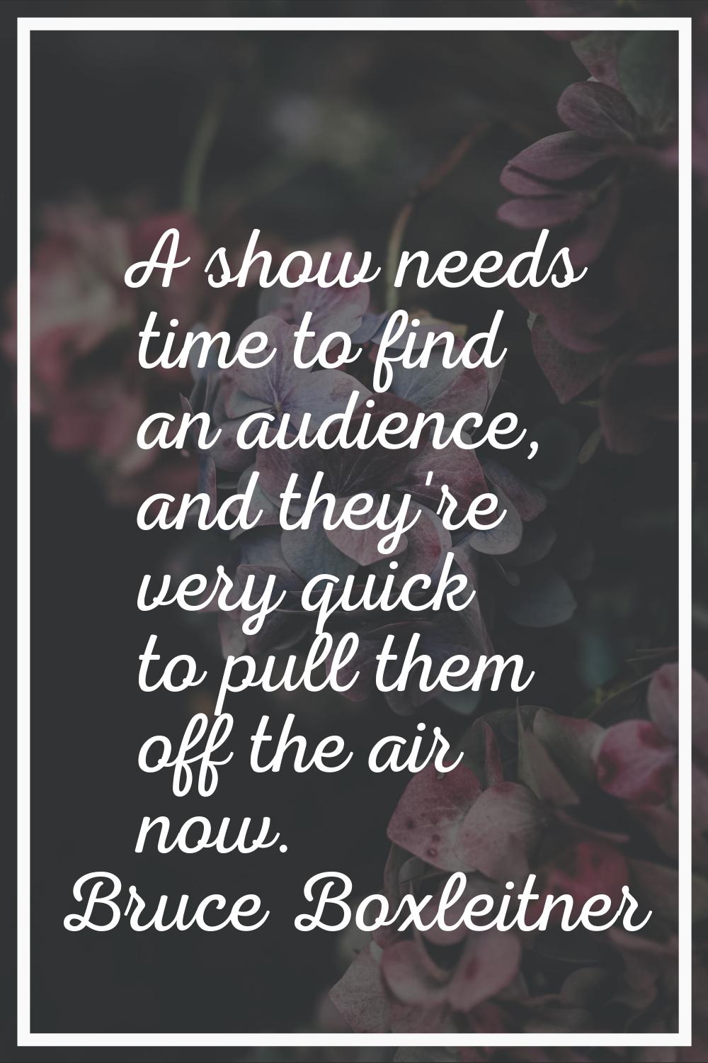 A show needs time to find an audience, and they're very quick to pull them off the air now.