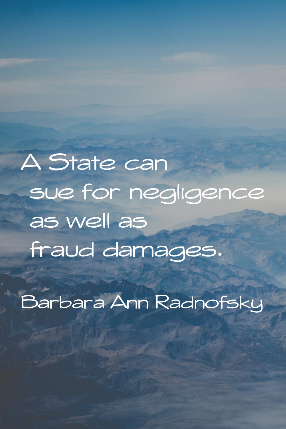 A State can sue for negligence as well as fraud damages.