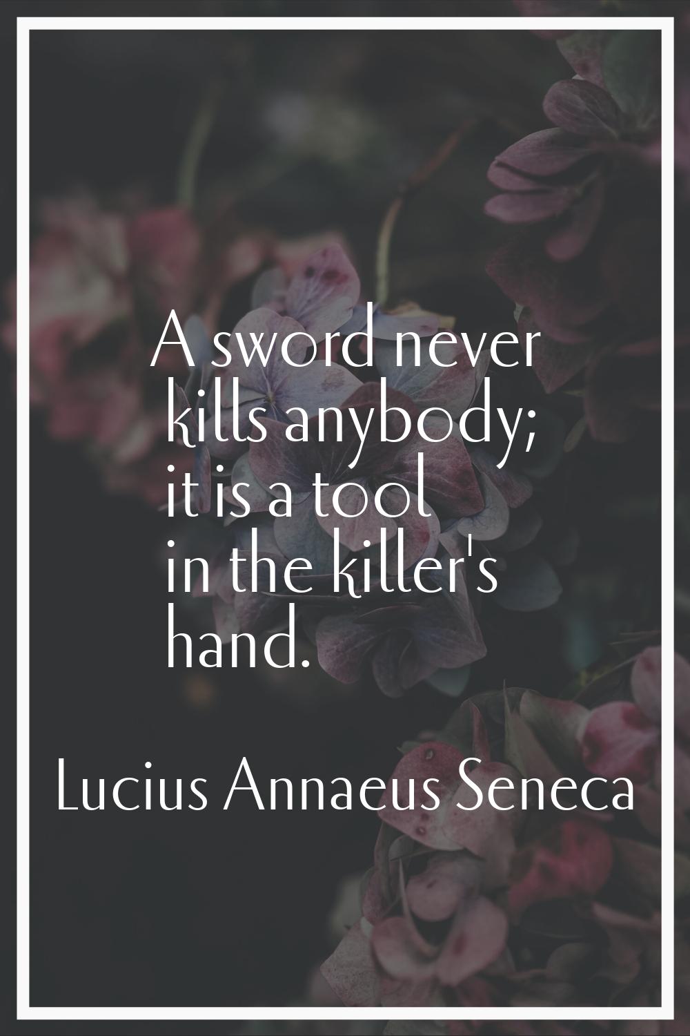 A sword never kills anybody; it is a tool in the killer's hand.