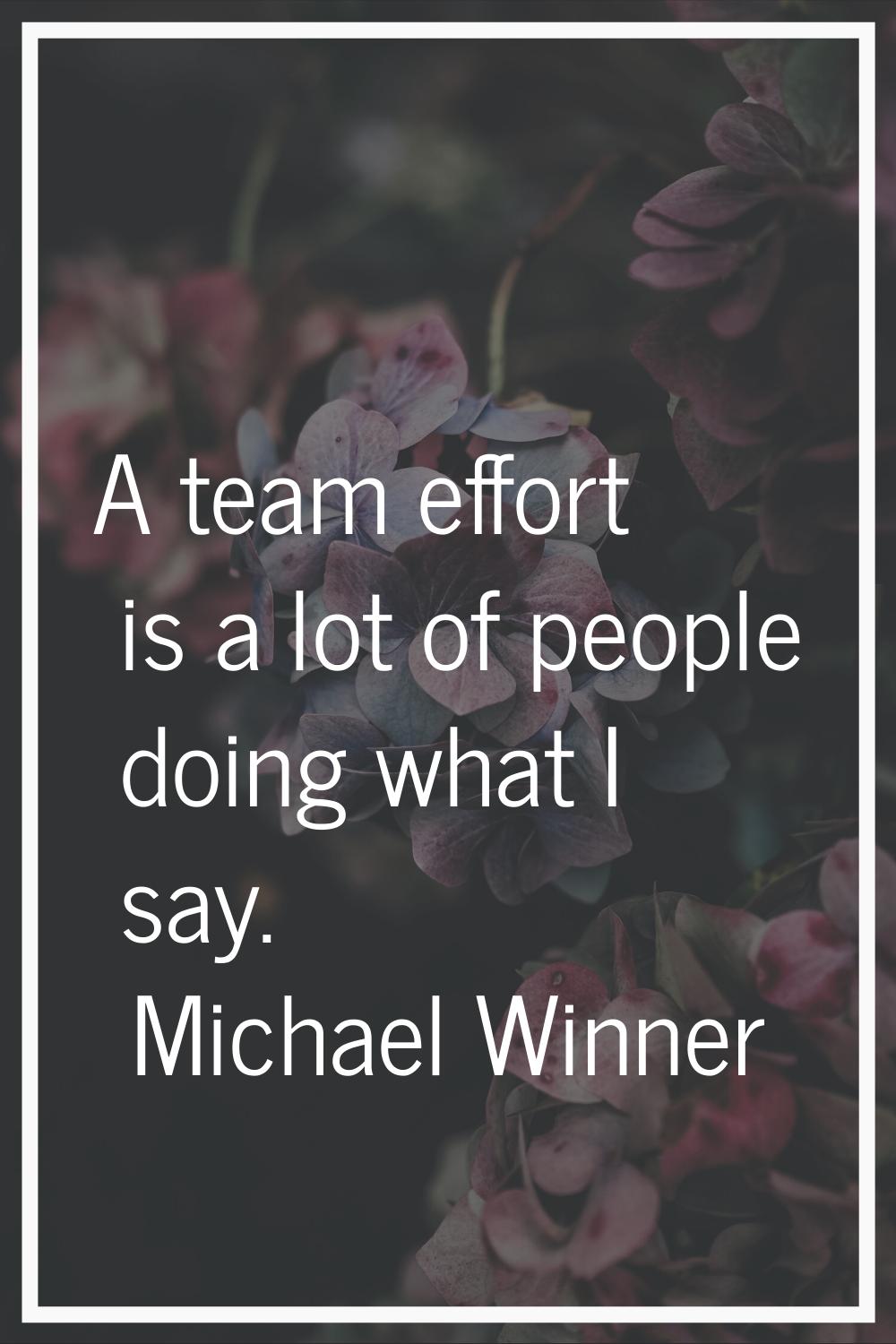 A team effort is a lot of people doing what I say.