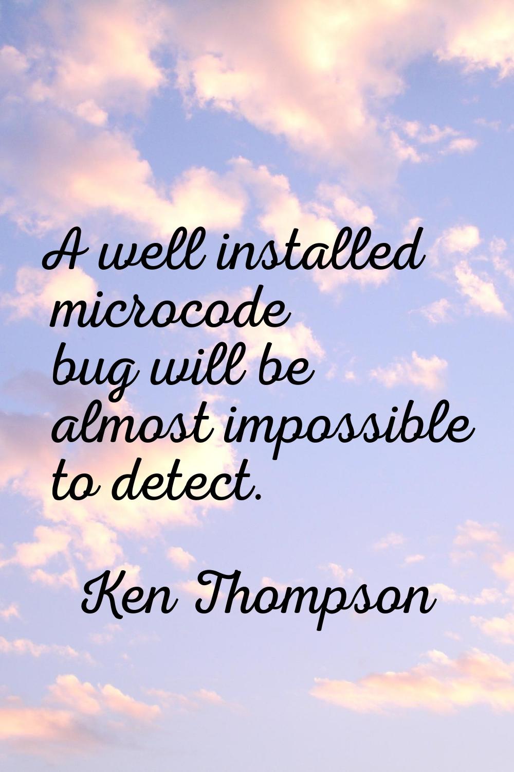 A well installed microcode bug will be almost impossible to detect.
