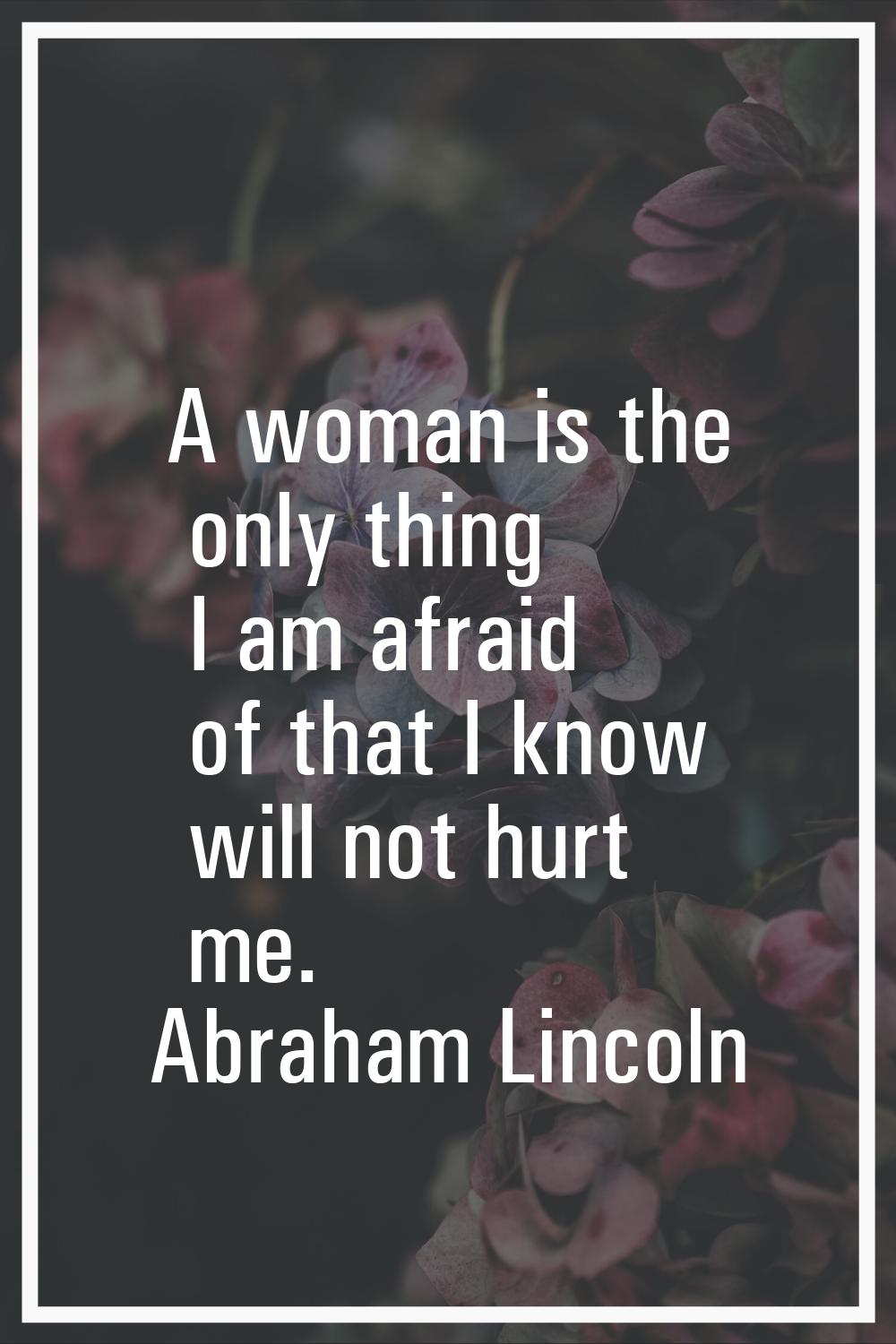 A woman is the only thing I am afraid of that I know will not hurt me.