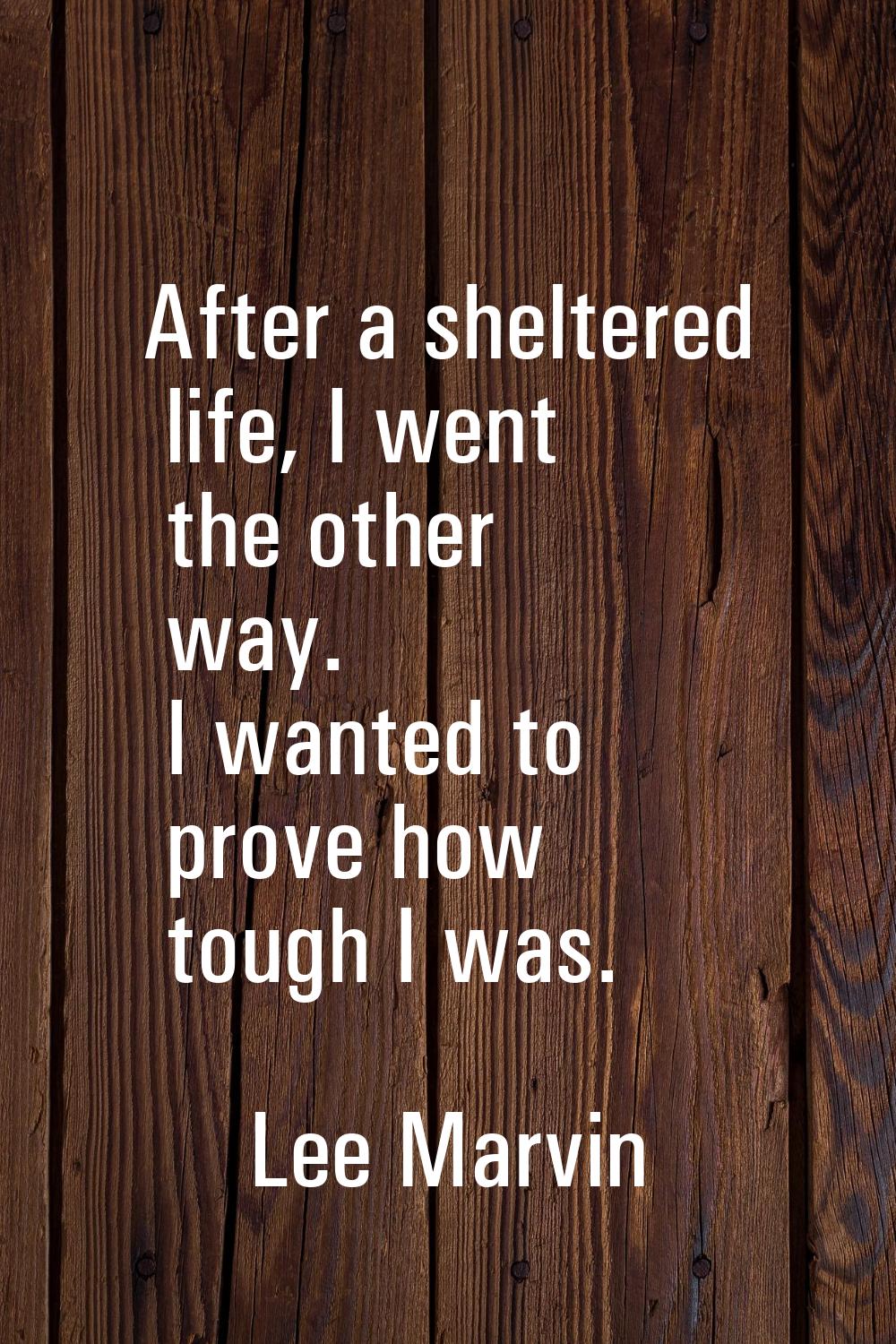After a sheltered life, I went the other way. I wanted to prove how tough I was.