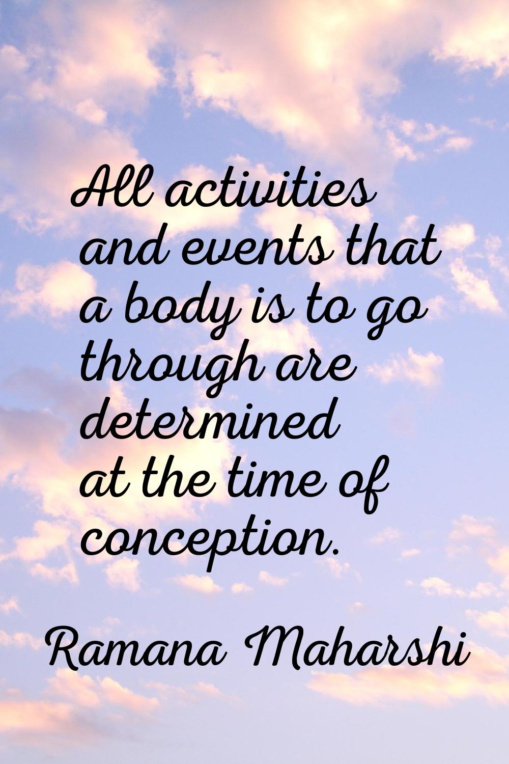 All activities and events that a body is to go through are determined at the time of conception.