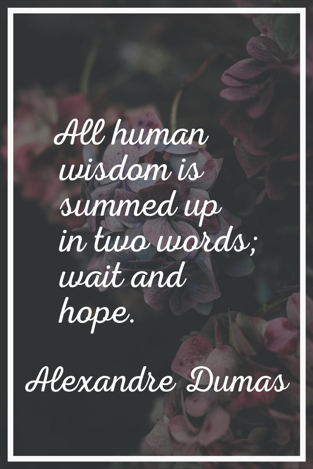 All human wisdom is summed up in two words; wait and hope.