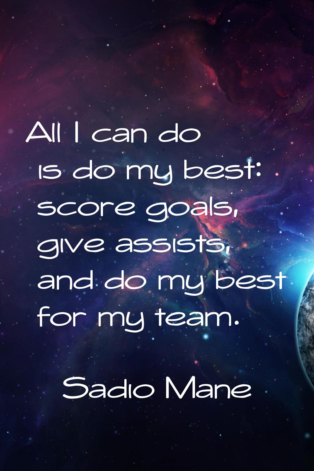 All I can do is do my best: score goals, give assists, and do my best for my team.