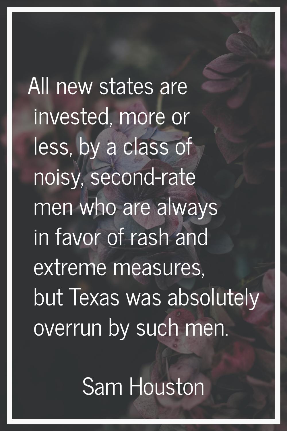 All new states are invested, more or less, by a class of noisy, second-rate men who are always in f