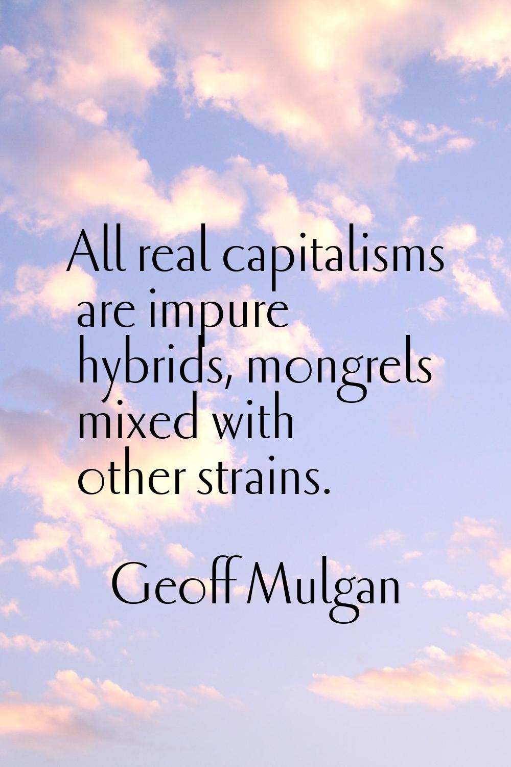 All real capitalisms are impure hybrids, mongrels mixed with other strains.