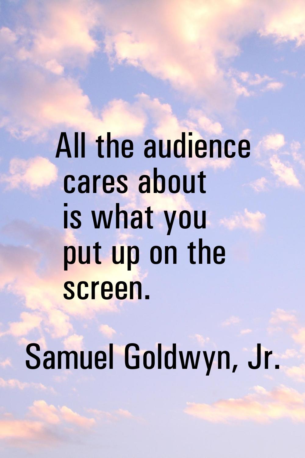 All the audience cares about is what you put up on the screen.