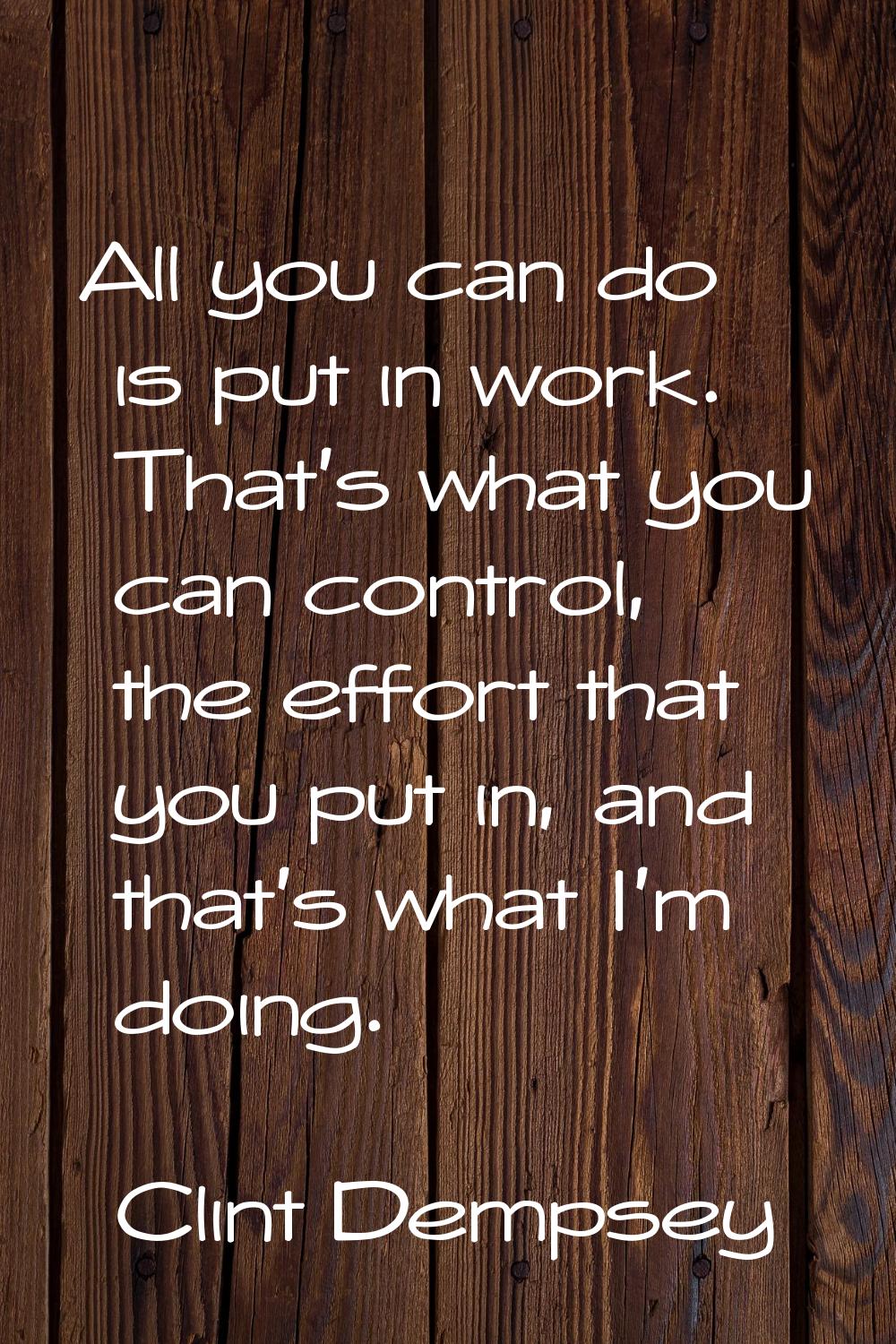 All you can do is put in work. That's what you can control, the effort that you put in, and that's 