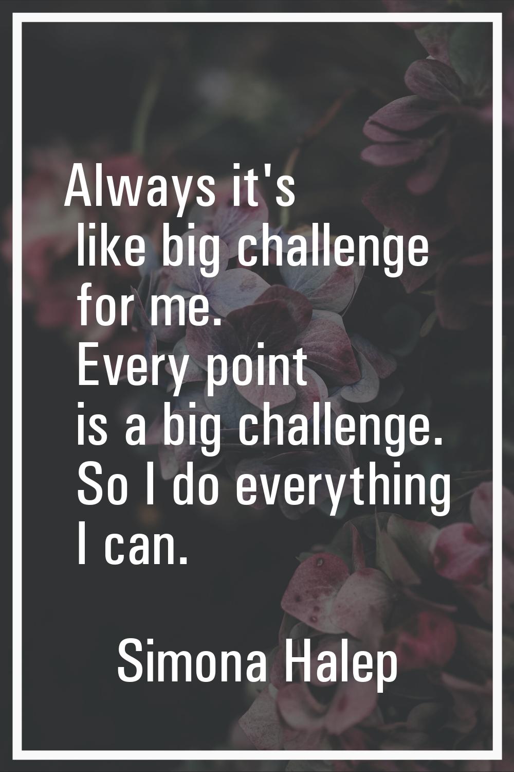 Always it's like big challenge for me. Every point is a big challenge. So I do everything I can.