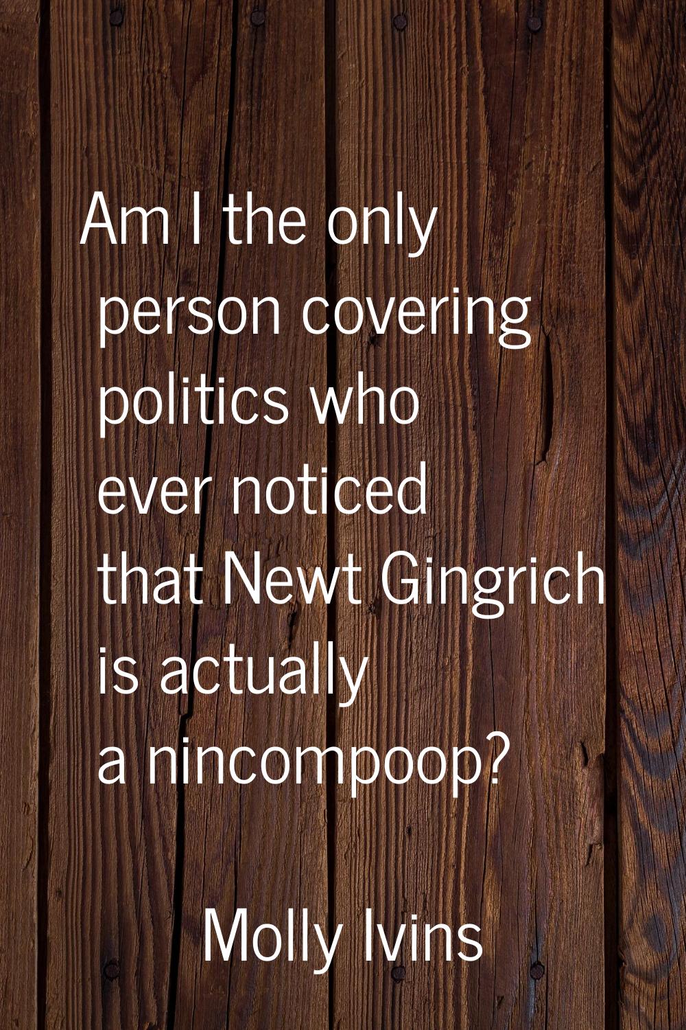 Am I the only person covering politics who ever noticed that Newt Gingrich is actually a nincompoop
