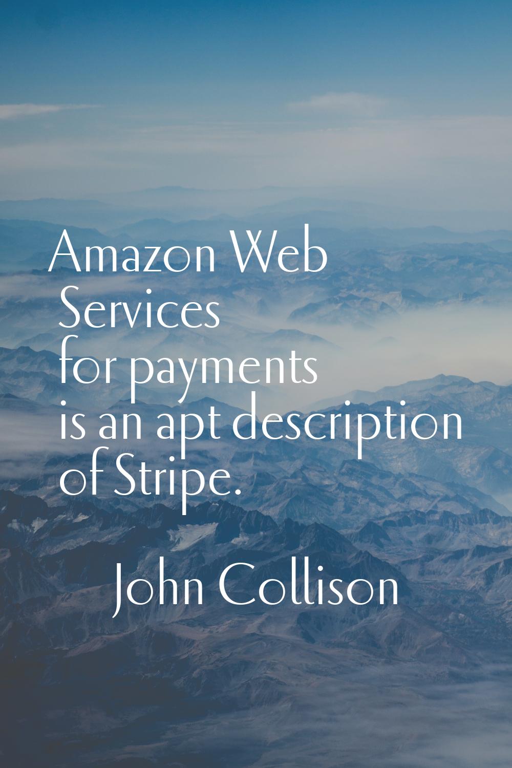Amazon Web Services for payments is an apt description of Stripe.