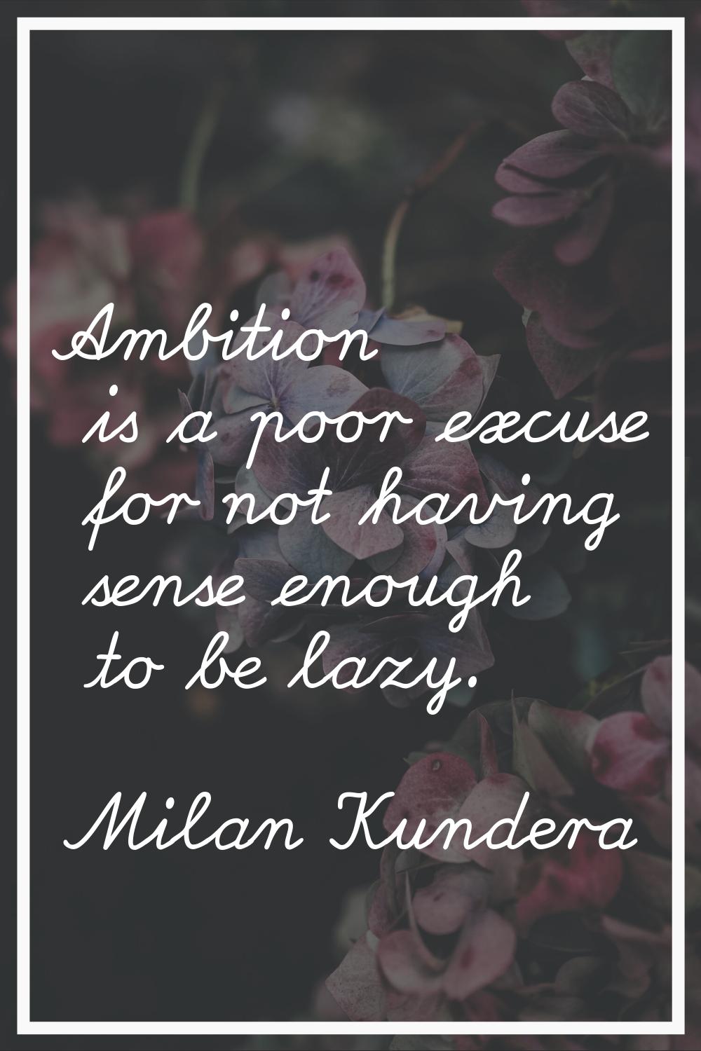 Ambition is a poor excuse for not having sense enough to be lazy.