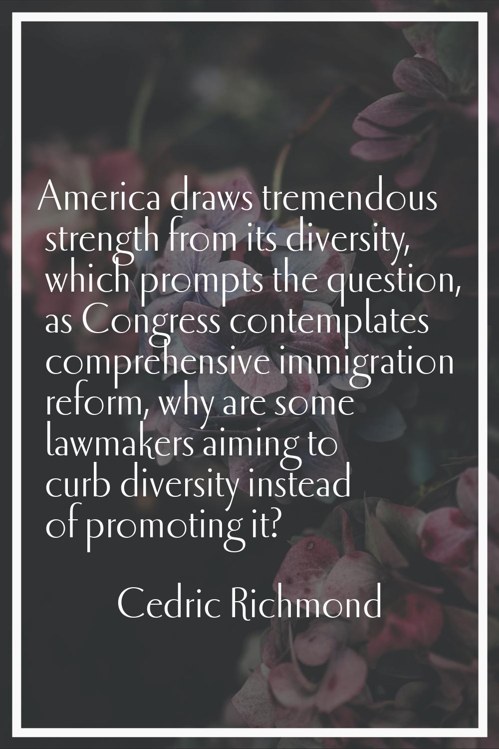 America draws tremendous strength from its diversity, which prompts the question, as Congress conte