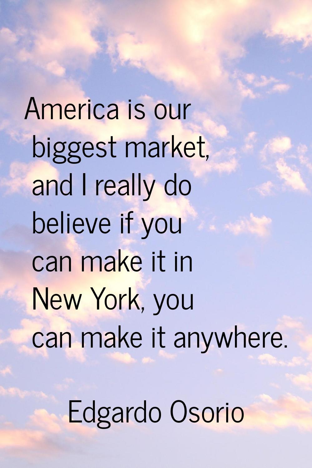 America is our biggest market, and I really do believe if you can make it in New York, you can make
