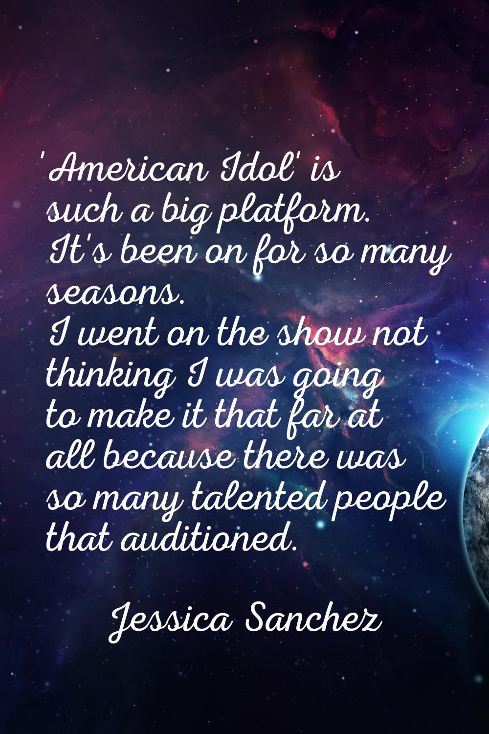 'American Idol' is such a big platform. It's been on for so many seasons. I went on the show not th