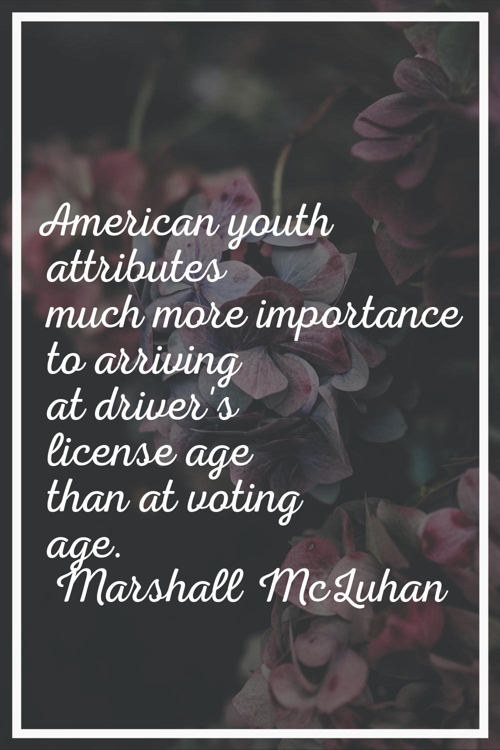 American youth attributes much more importance to arriving at driver's license age than at voting a