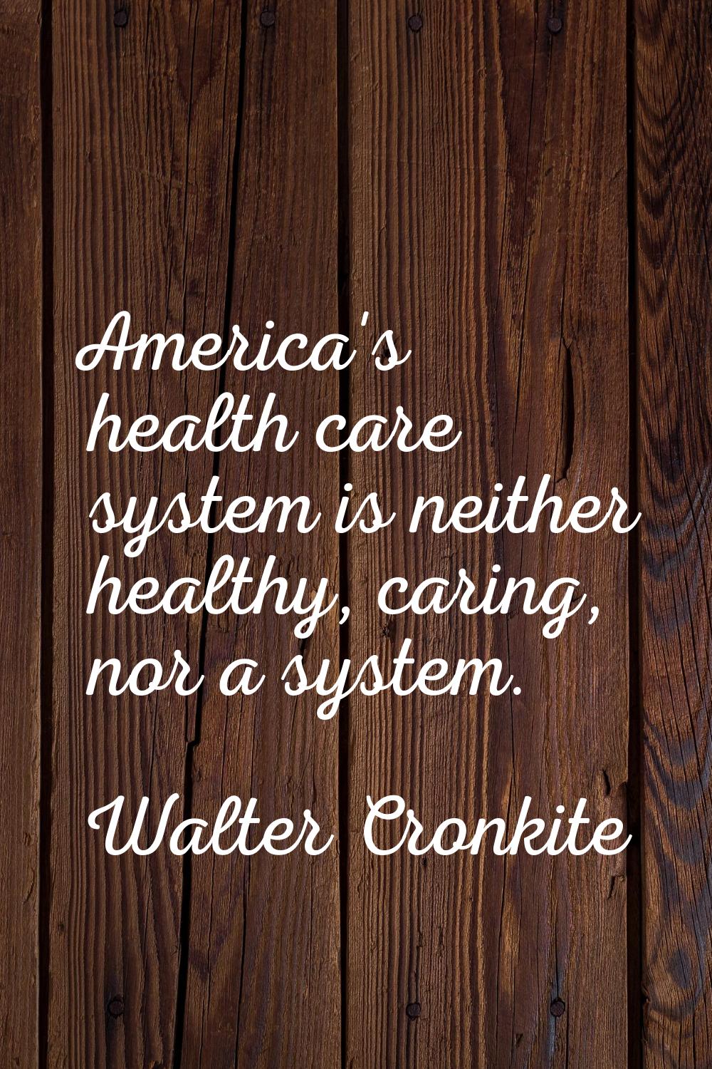 America's health care system is neither healthy, caring, nor a system.