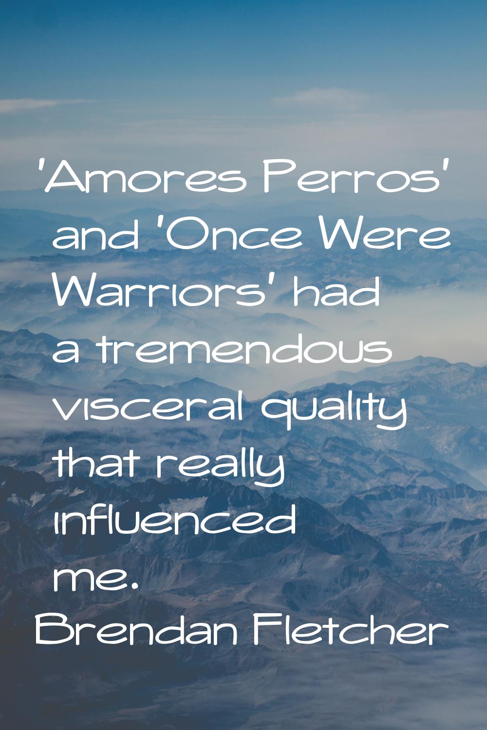 'Amores Perros' and 'Once Were Warriors' had a tremendous visceral quality that really influenced m