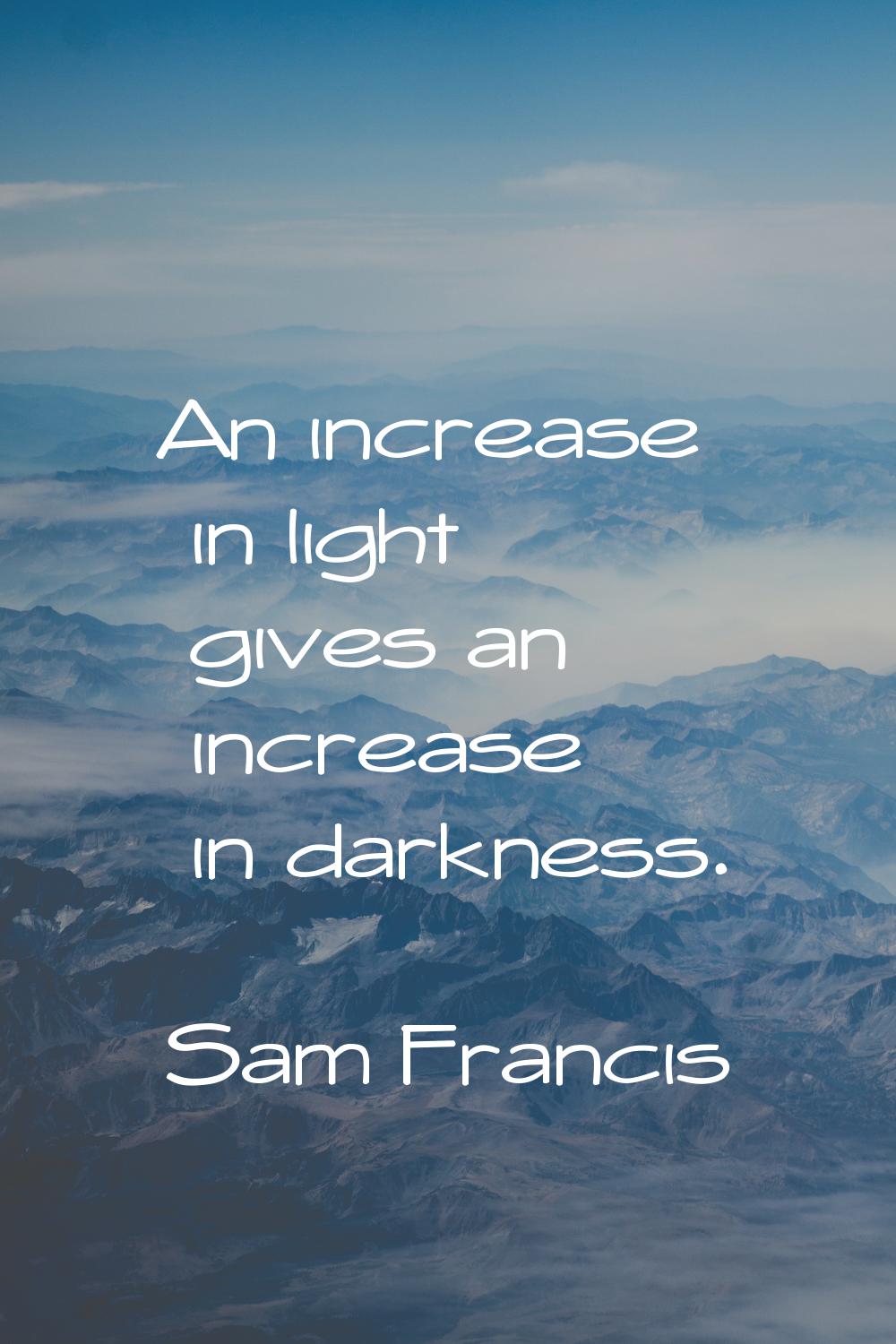 An increase in light gives an increase in darkness.
