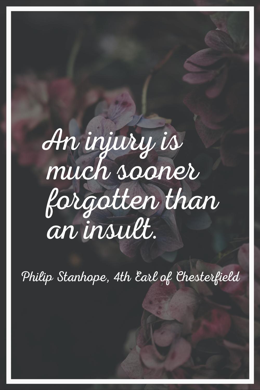 An injury is much sooner forgotten than an insult.