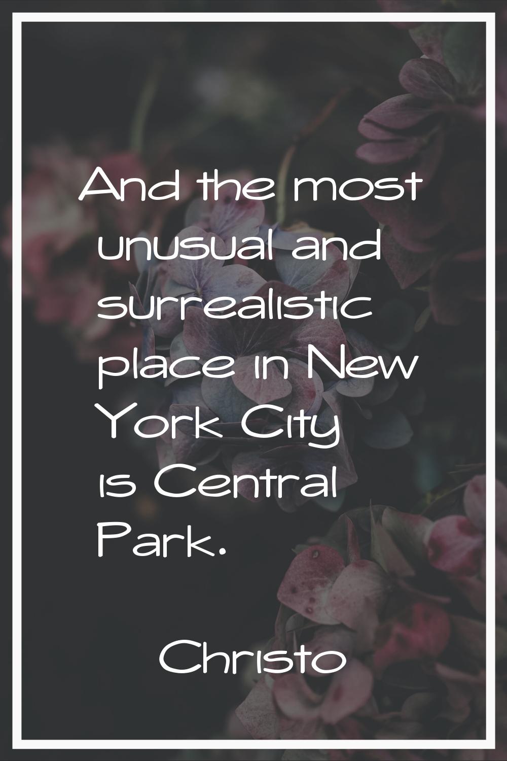 And the most unusual and surrealistic place in New York City is Central Park.