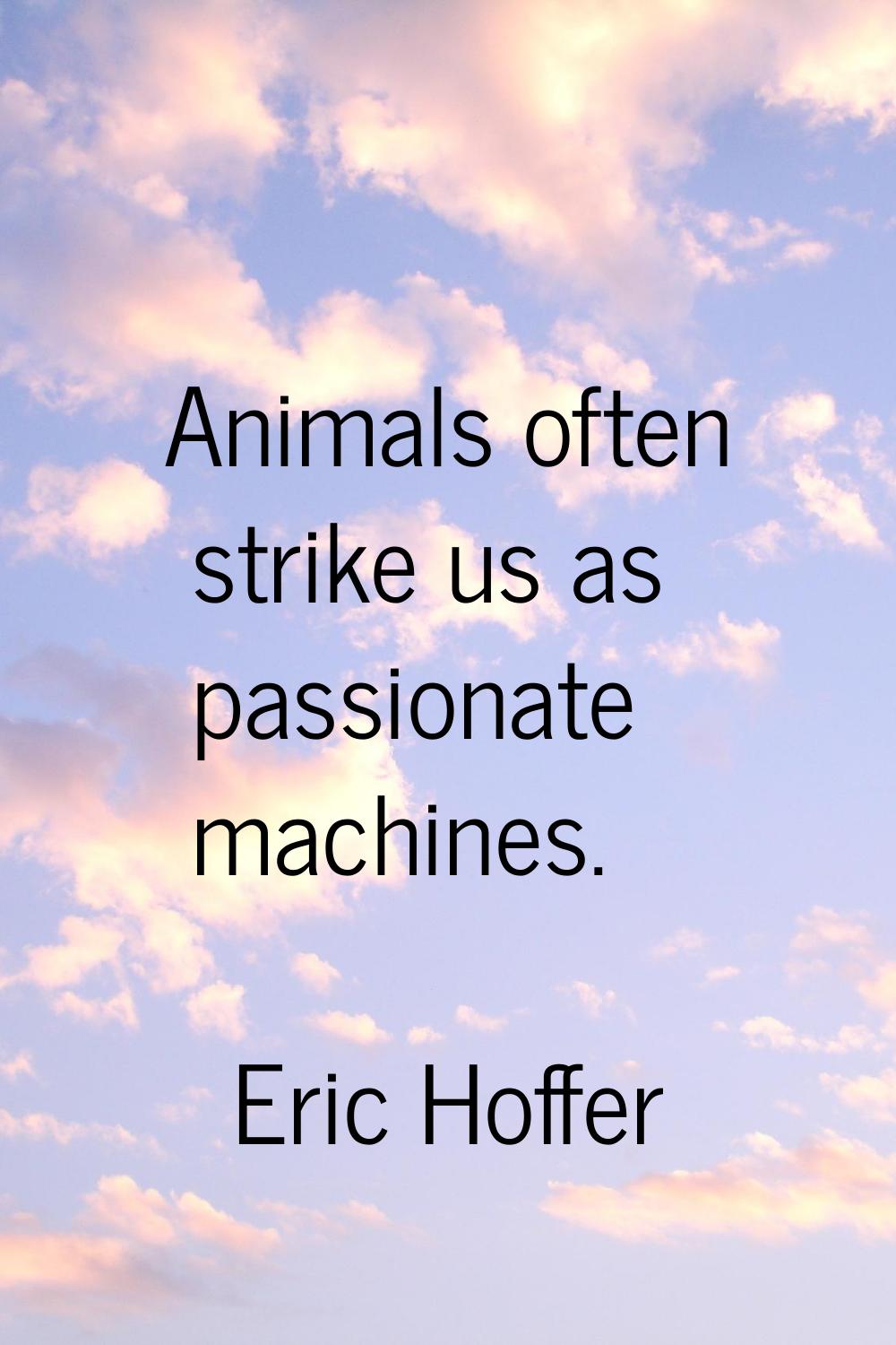Animals often strike us as passionate machines.