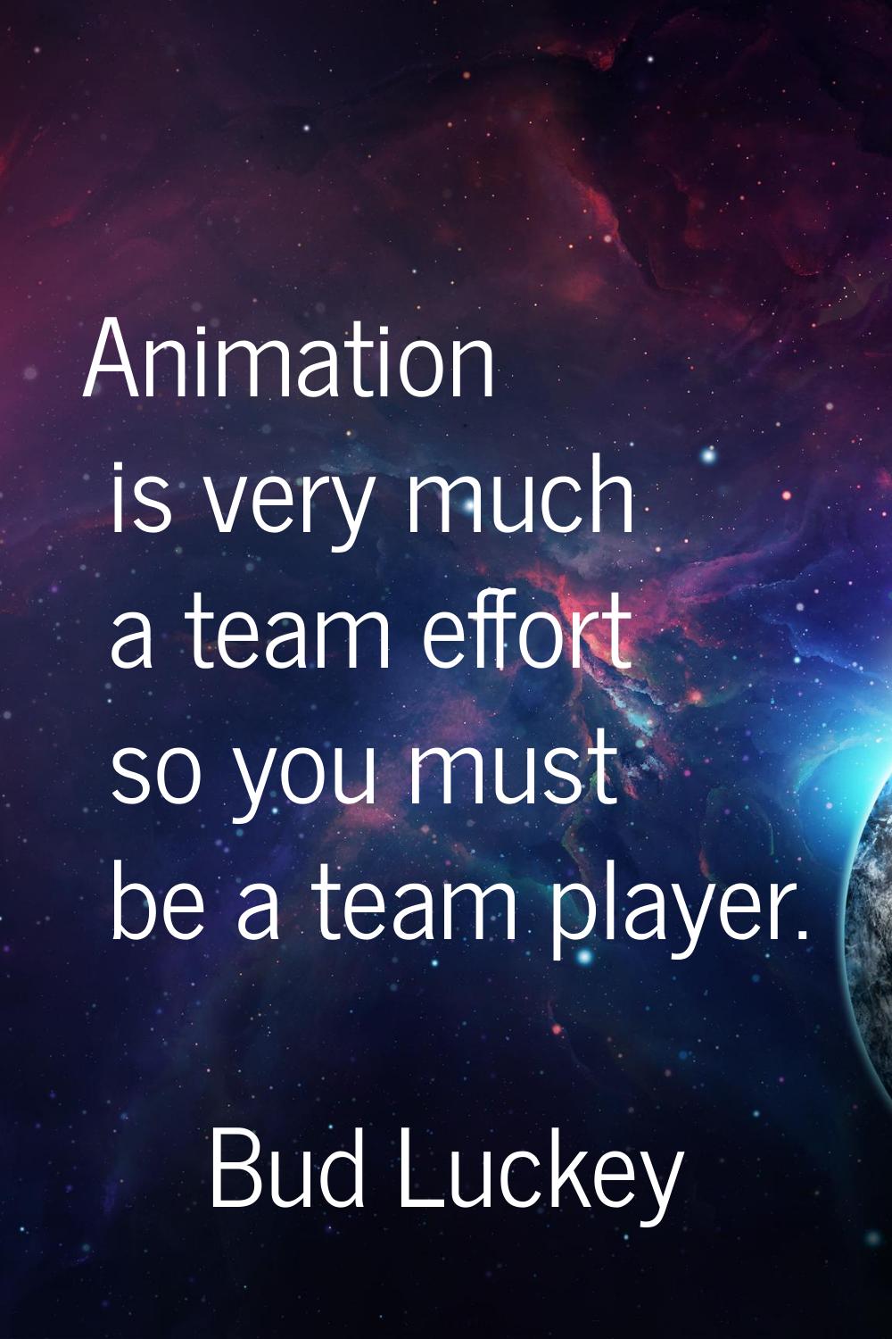 Animation is very much a team effort so you must be a team player.