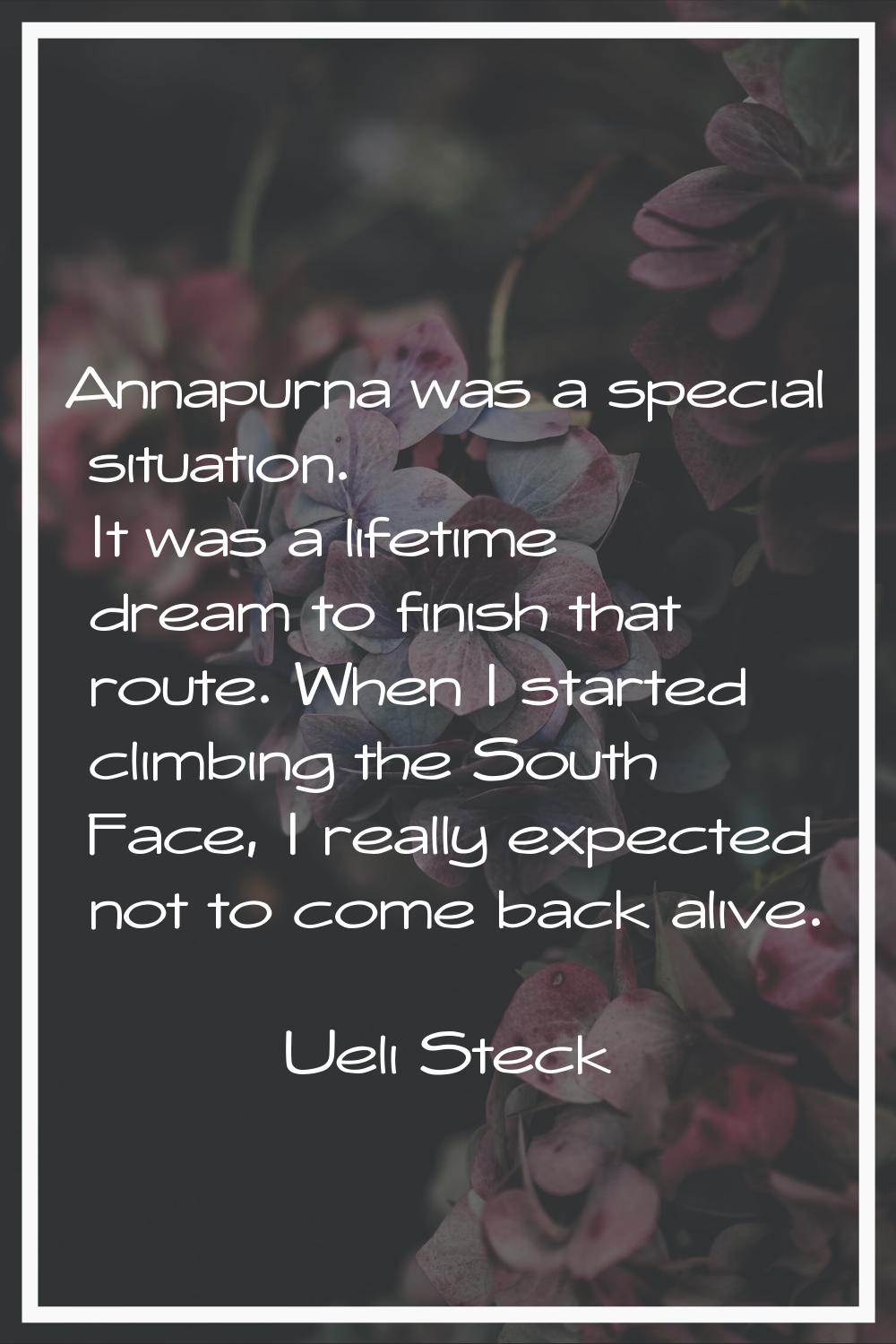 Annapurna was a special situation. It was a lifetime dream to finish that route. When I started cli