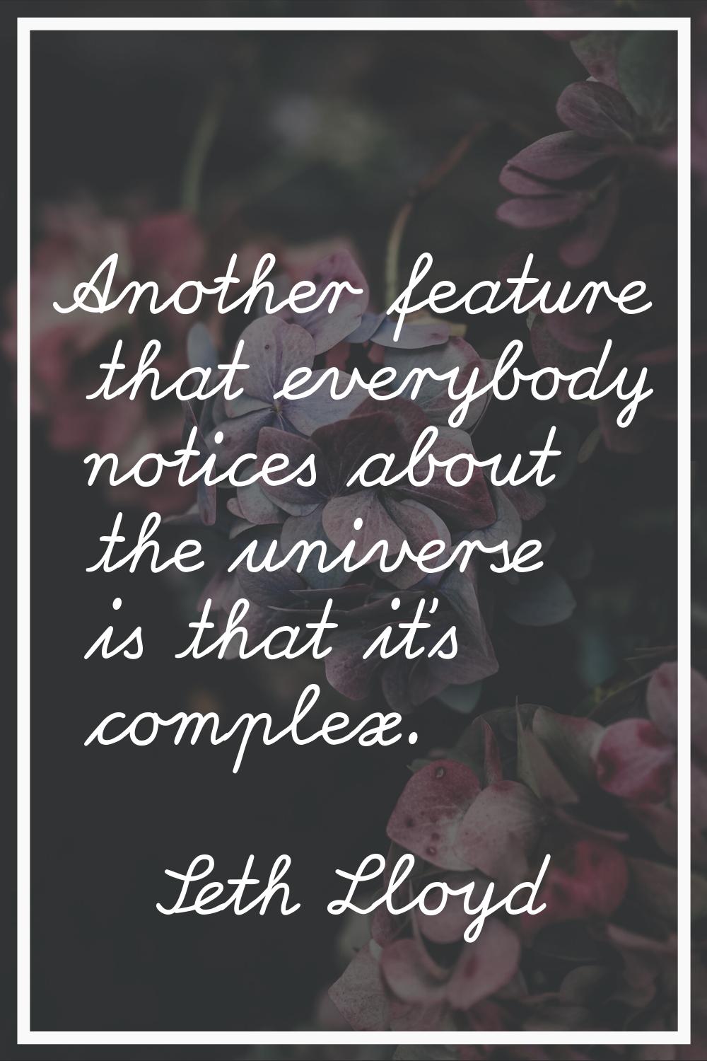 Another feature that everybody notices about the universe is that it's complex.