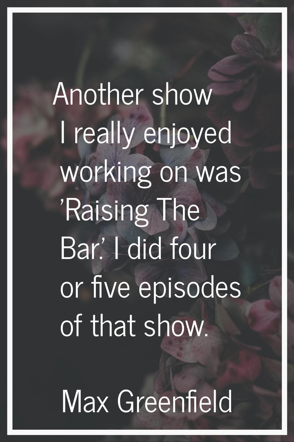 Another show I really enjoyed working on was 'Raising The Bar.' I did four or five episodes of that