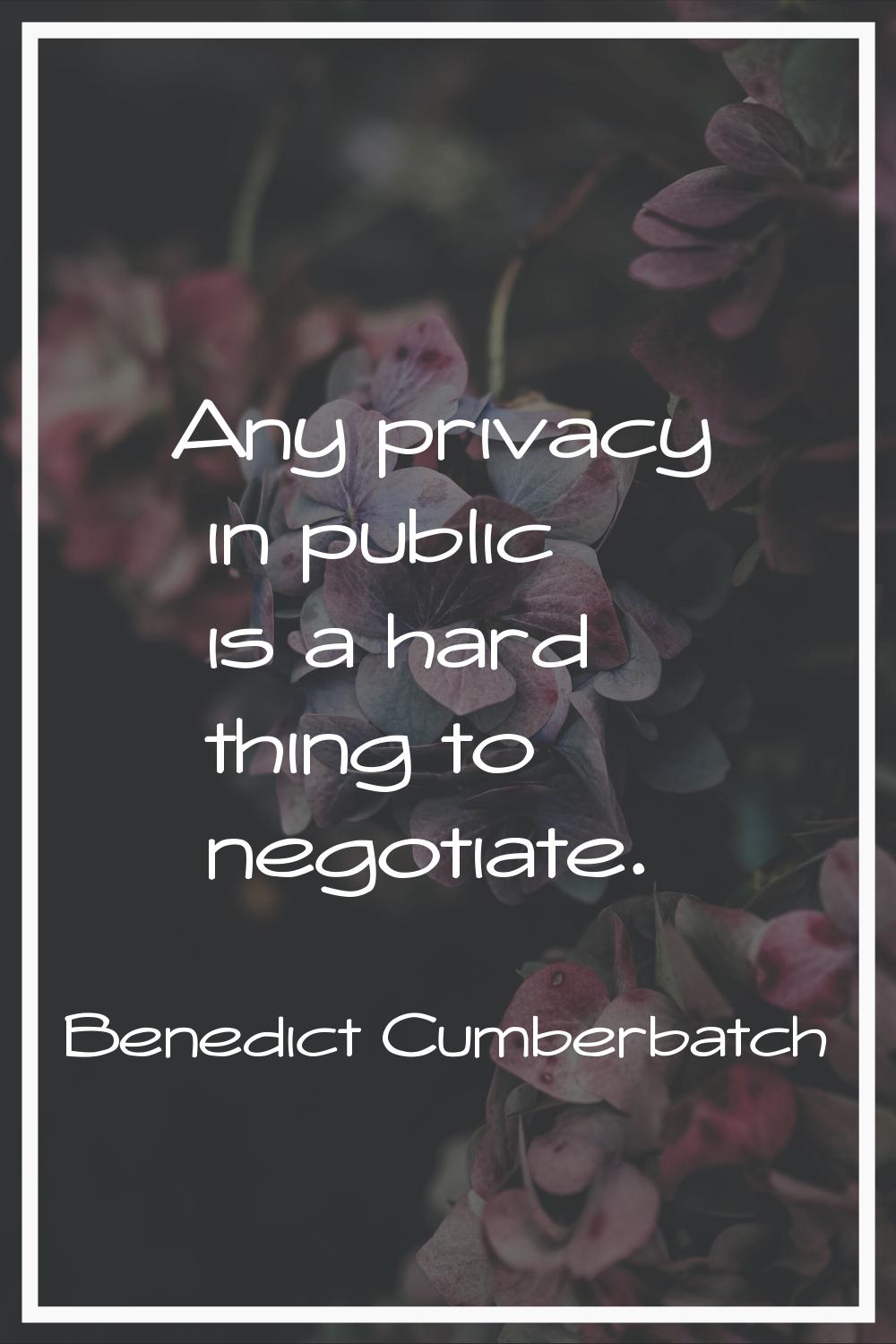Any privacy in public is a hard thing to negotiate.