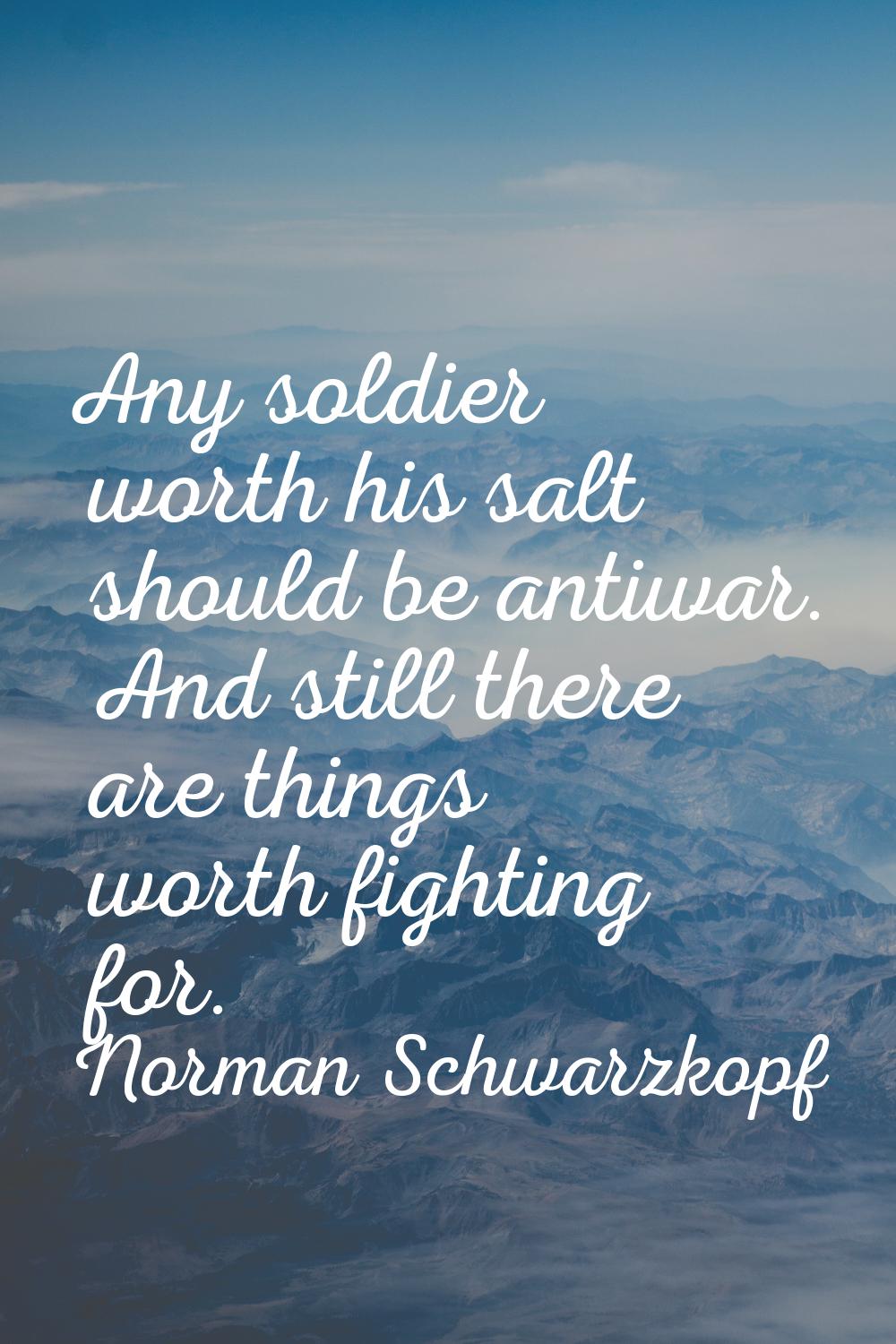 Any soldier worth his salt should be antiwar. And still there are things worth fighting for.