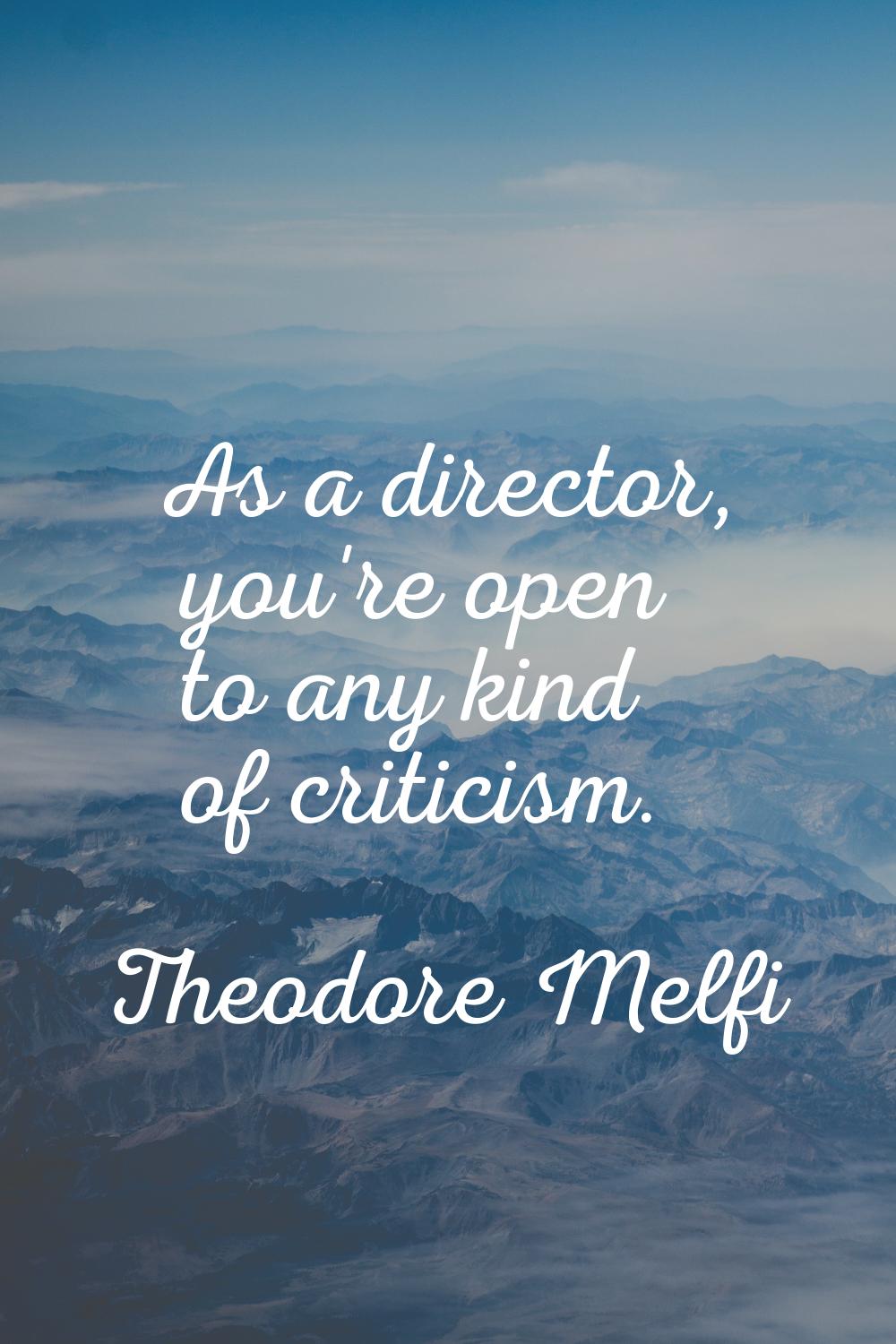 As a director, you're open to any kind of criticism.