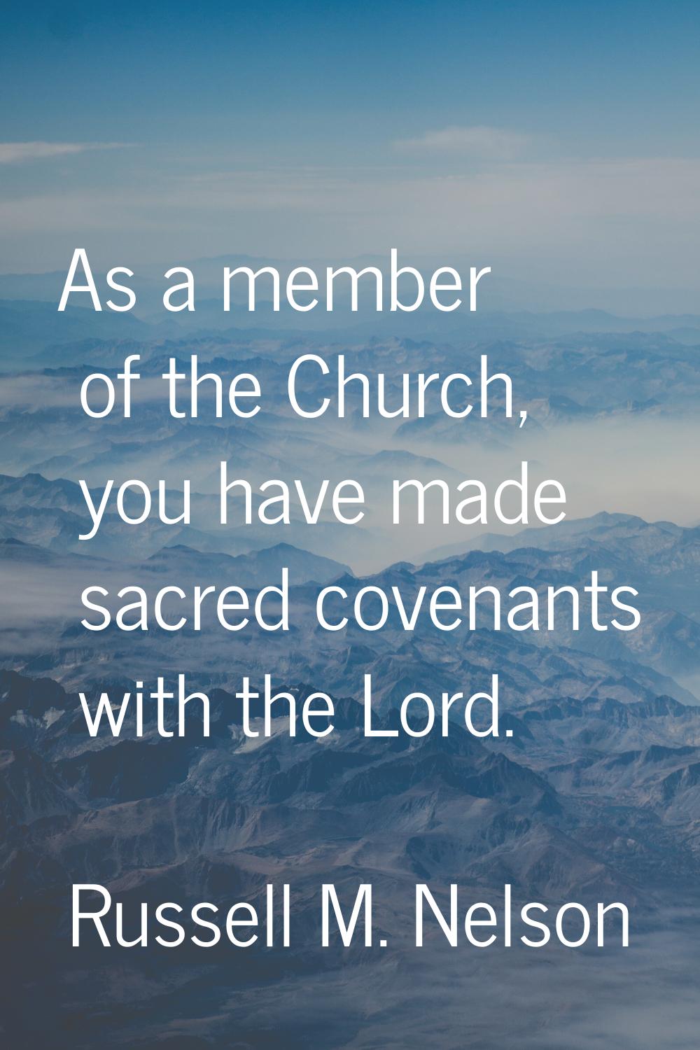 As a member of the Church, you have made sacred covenants with the Lord.