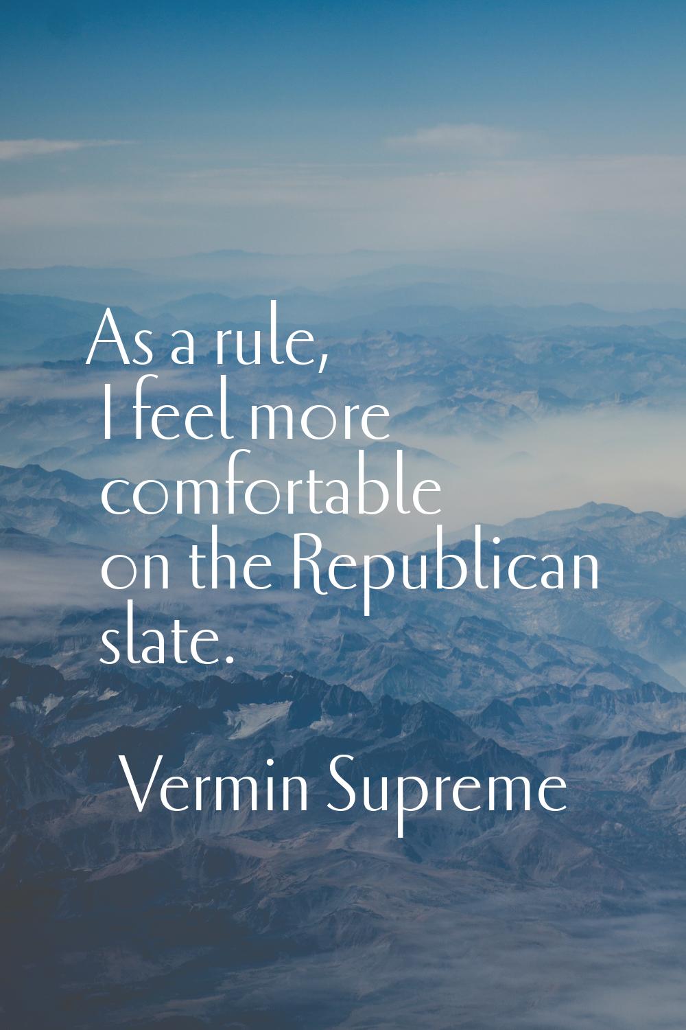 As a rule, I feel more comfortable on the Republican slate.