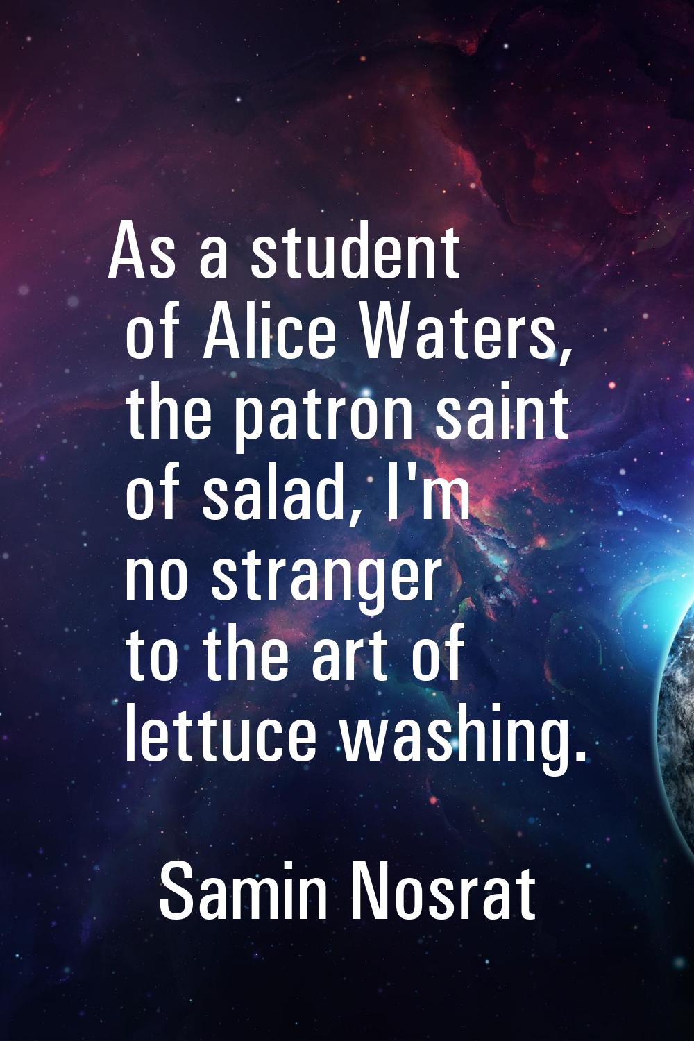 As a student of Alice Waters, the patron saint of salad, I'm no stranger to the art of lettuce wash