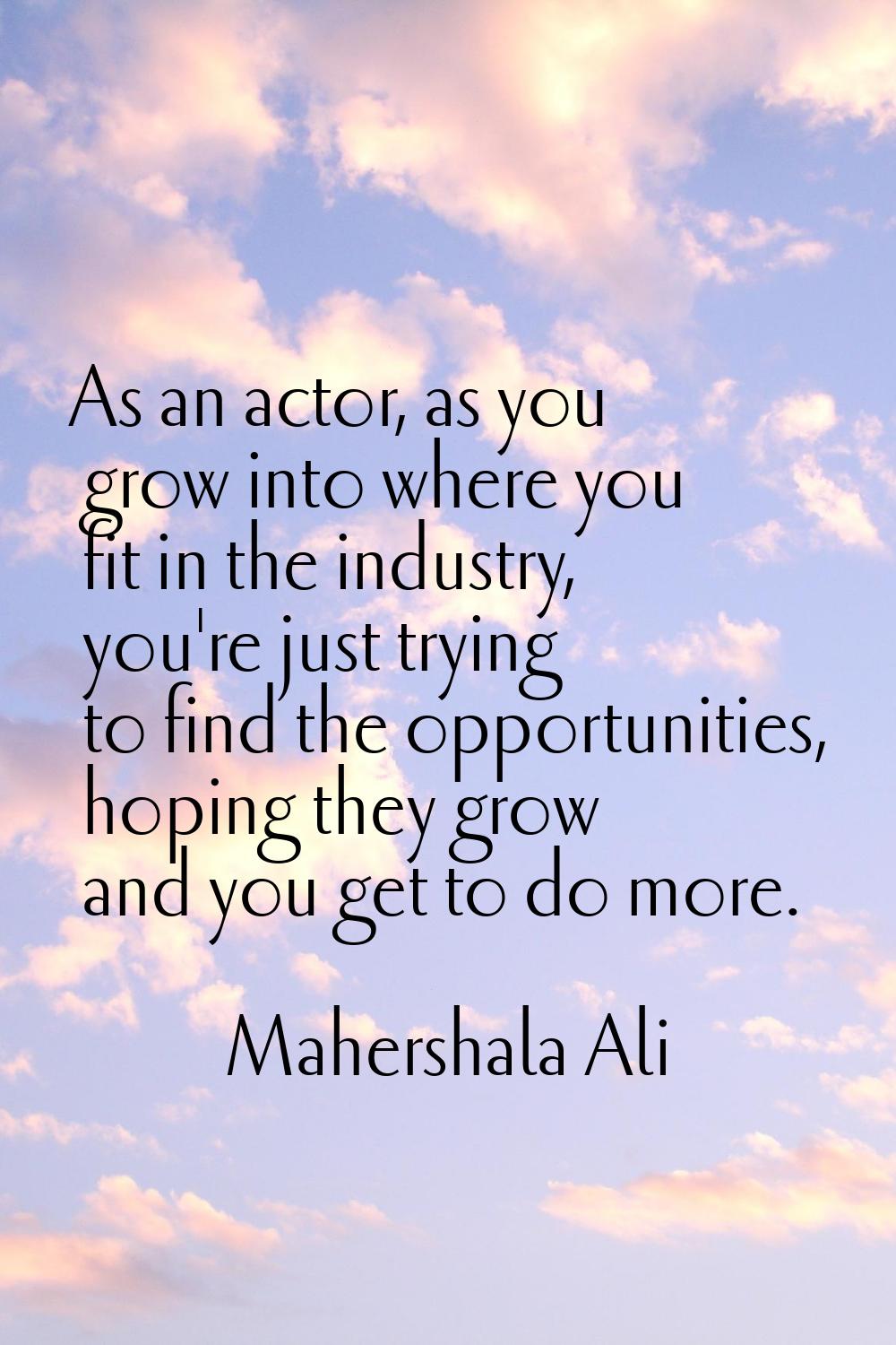 As an actor, as you grow into where you fit in the industry, you're just trying to find the opportu