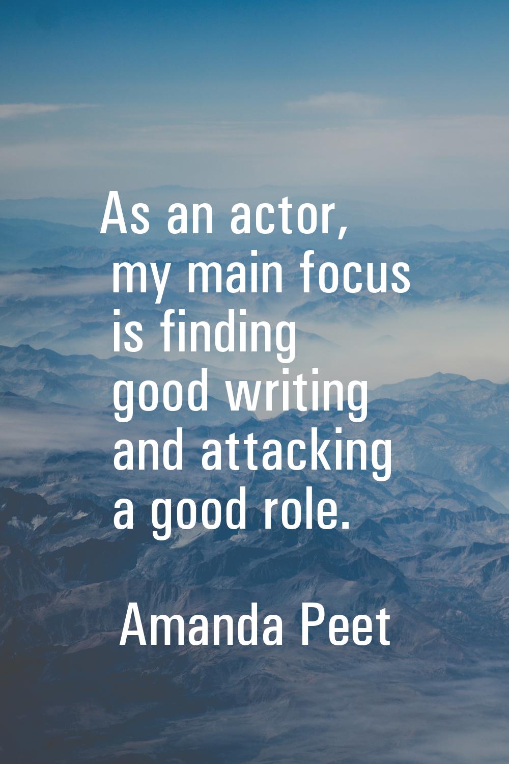 As an actor, my main focus is finding good writing and attacking a good role.