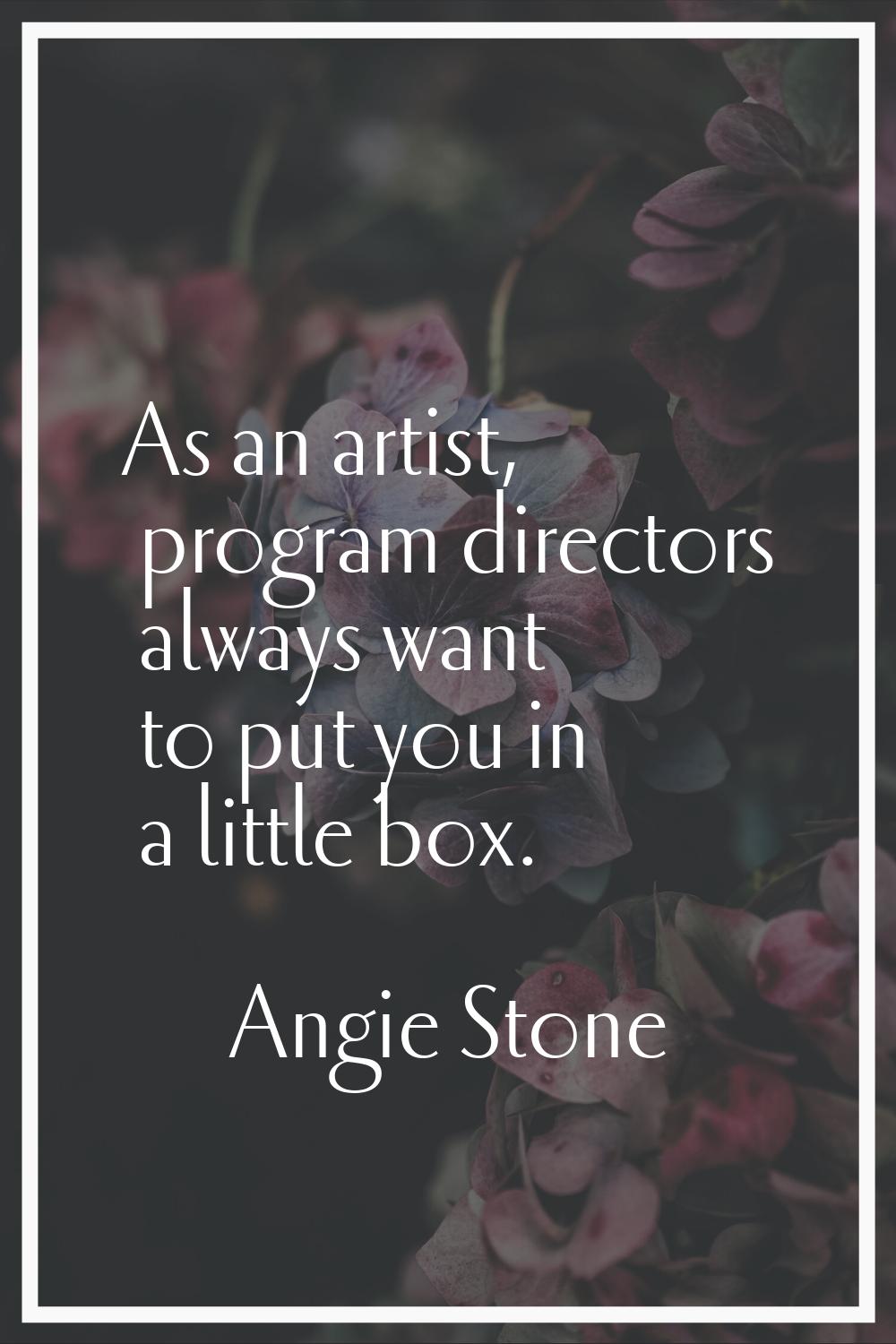 As an artist, program directors always want to put you in a little box.