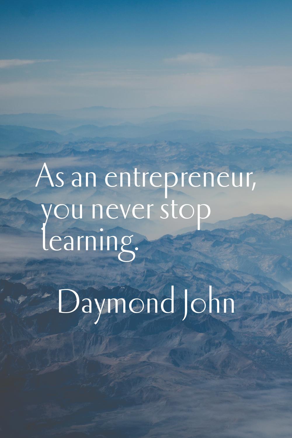 As an entrepreneur, you never stop learning.